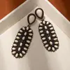 Pendientes de Flor Blanca Turquesa Retro Transfronterizos Pendientes de Moda Bohemia de Gama Alta Pendientes Exagerados Elegantes para Mujer
