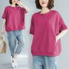 Camiseta de talla grande para hermana gordita que cubre el vientre, suelta, adelgazante, antiedad, color sólido, combina con todo, top de media manga, verano 2022, recién llegada