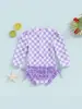 6-12M,12-18M,18-24M,2-3A3-4A maiô infantil estampado xadrez com renda na parte de trás da perna
