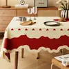 Mantel de Boda Impermeable Anti-quemaduras Sin Lavar Tapete para Mesa de Comedor Compromiso Recién Casados Rojo Festivo Mantel para Mesa de Café Encaje Forma Irregular Mantel
