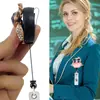 Hebilla de aleación con incrustaciones de diamante, fácil de tirar, hebilla de identificación telescópica, búho rosa, clip trasero de fácil extracción, clip de cocodrilo giratorio