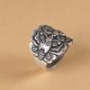 Anillo de Plata Rey Ciervo Dorado Pie Anillo de Plata Estilo Antiguo Vintage Anillo Versión Ancha Elegante y Simple Mariposa Anillo de Plata Esterlina Joyería para Mujer