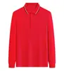 Camisa polo de seda helada ropa de trabajo manga larga logo personalizado estampado otoño e invierno grupo corporativo evento de negocios camiseta de trabajo