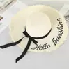Sombrero de Paja de Verano, Sombrero de Playa, Protección Solar, Sombrero de Sol de Ala Ancha, Estilo para Mujer, Lazo Francés, Sombrero de Paja a la Moda