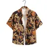 Camisa de Flores Harajuku Literaria de Manga Corta para Vacaciones de Verano en la Playa Tailandia Yunnan Festival de Salpicaduras de Agua Mismo Estilo para Hombres y Mujeres Hawái