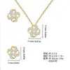 Aretes Collar Set Cobre Perla Brillante Trébol de Cuatro Hojas Sin Decoloración para Mujer Lujo Ligero Gama Alta Joyería al por Mayor Transfronteriza