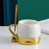 Procesamiento de taza europea de cerámica perlada personalizada para pera de alto valor de color taza de café con cuchara el mejor amigo de la niña Taza de alto valor de color