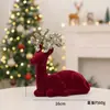 Decoraciones de Escritorio Navideñas Adornos de Reno para Eventos en Centros Comerciales y Tiendas, Creando una Atmósfera Festiva con Ciervos de Lentejuelas de Terciopelo Rojo