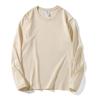 Camiseta de manga larga con cuello redondo de algodón Xinjiang suave de tres generaciones, 220 g, color caramelo, dopamina, sin costuras laterales