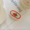 Pasador de cereza tejido a mano de lana personalizado, clip lateral de flor coreana tejido a mano, joyería para mujer, accesorios para el cabello, venta al por mayor, envío gratis