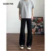 Pantalones de traje de pierna ligeramente acampanada, de corte simple y curvo, estilo Hong Kong, para hombre, otoño, color liso, con temperamento, sin planchado, tacto de alta gama, largos