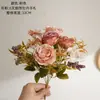 Ramo de Peonías Estilo Lluvia Brumosa Estilo Ins Flores Artificiales Fabricante Flores Falsas Plantas Verdes Venta al por Mayor Decoración de Bodas Artesanías Transfronterizo