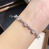 Nuevo Pulsera de Diamante Rojo Rosa Corte Rosa Milenio Octagonal, Pulsera de Diamante Burbuja de Diamante de Alto Carbono Incrustado de Lujo Ligero de Moda
