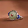Rei Veado Dourado Prata S925 Cloisonné Ruyi Jade Hetian Fivela Ping An Temperamento Elegante Moda Nacional Brincos Anel Joias