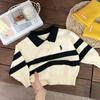 Suéter Rayado con Cuello Polo para Niños 2025 Primavera y Otoño Suéter para Niños y Niñas Cálido y Versátil Top tipo Polo Venta al por Mayor