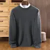 Suéter de punto de lana de cuello redondo liso para hombre First Line Garments Cachemira Suéter de punto de lana Jersey Camiseta base cálida