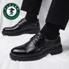 Zapatos de cuero de suela gruesa para hombre 2026 primavera, zapatos formales de negocios para hombre, talla 45-46, estilo británico, para novios y padrinos de boda