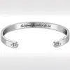 Pulsera abierta en forma de C de acero inoxidable transfronteriza con letras inglesas grabadas a láser, pulsera de regalo creativa inspiradora personalizada