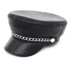 Haining Sombrero Plano de Piel de Oveja Genuina Otoño e Invierno para Hombre y Mujer Pareja Estudiante Estilo Coreano Sombrero Azul Marino Fabricante Moderno