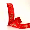 Cinta de Año Nuevo Decoración de Regalo Cinta para Envolver Regalos Felicitaciones Festivas de Año Nuevo Año del Caballo Cinta Estampada en Oro Festival de Primavera Cinta Roja