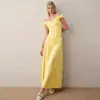 Ropa de Verano para Mujer Europea y Americana Amazon Nuevo Chaleco de Color Sólido con Cuello en V y Diseño Retorcido Traje con Falda Larga Plisada para Mujer