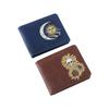 Carteira Curta Masculina com Estampa e Múltiplos Porta-Cartões Couro Genuíno Bifold Porta-Notas de Couro Porta-Moedas Compartimento para Cartões