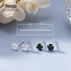 Xi Gu E0132 Mini brincos de zircão de strass preto e branco para homens e mulheres S925 Prata Simples Casal Estudante Orelhas Furos