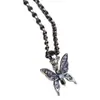 Colar com Pingente de Borboleta em Prata de Lei S925 Luxo Leve Temperamento Doce Sonhador Alto Padrão Amor Diamante Cadeado Rosa