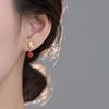 Pendientes de botón de plata de ley s925 retro elegantes con cuentas redondas de ópalo rojo moda coreana popular ins joyería para orejas al por mayor