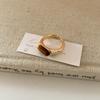 Anillo abierto de metal con forma de oreja de trigo y piedra de ojo de tigre retro de alta calidad para mujer, ligero, de lujo, elegante, exquisito, combinable con todo.