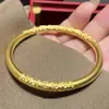 Pulseira com padrão cacheado de Bauhinia antiga para mulheres estilo Nacional retrô anel liso dourado esculpido pulseira presente para namorada mãe
