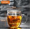 Taza de vidrio de borosilicato alto para té de burbujas con filtro de red roja transparente para agua, taza de separación de té para oficina de hombres y mujeres, tiembla igual