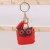 Nuevo Estilo Ins Caricatura Creativo Doble Capa Cuero Búho con Borla Billetera para Monedas Bolsa para Auriculares Bluetooth Accesorios Colgantes