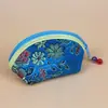 Estilo Chino Clásico Cremallera Bolsa de Lingote Bordada Patrón de Tela de Flores Billetera Bordada Bolsa de Almacenamiento Conveniente