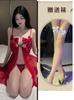 Lencería Sexy Hebilla Frontal Malla Transparente Lazo Pijama Caliente Abertura Falda Larga qqny Puro Deseo