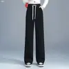 Pantalones Casuales Personalizados de Cintura Alta Rectos Sueltos Largos Otoño Invierno Con Terciopelo Adelgazantes Cubren Caderas 2026 Nuevos para Mujer