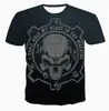 Camiseta verão respirável manga curta 2025 comércio exterior quente transfronteiriço nova máquina de impressão digital 3D caveira