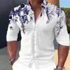 Camisa de otoño para hombre de Europa y América, nueva, colorida, impresión digital 3D, moderna, manga larga, cuello mao