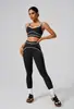 Conjunto de Coletes Esportivos Sem Manga Popular Transfronteiriço, Roupa de Yoga de Cintura Alta Justa Levanta Bumbum, Roupas Fitness para Controle de Barriga e Modelagem Corporal Atacado
