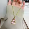 Collar Colgante de Calabaza Rosa con Diamantes Elegante Retro Nuevo Estilo Chinoiserie Lujo Elegante Gama Alta Cadena para Clavícula Estilo Ins para Mujeres