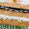 Nuevo Encaje Calado Blanco y Negro Soluble en Agua Hecho a Mano con Concha y Perla DIY Adorno para Dobladillo de Abrigo Falda Hanfu Encaje