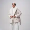 Chaqueta de Algodón con Solapa y Cordones Transfronteriza 2025 Moda Europea y Americana Holgada Versátil Color Sólido Diseño de Cintura Abrigo para Mujer