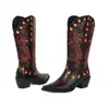 Botas Western de Tacón Alto sin Cordones Tallas 34-43, Botas de Cuero de Tubo Alto para Mujer Otoño e Invierno, Botas para Mujer de Talla Grande Transfronterizas Europeas y Americanas, Bloques de Color