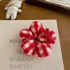 Acessórios de Cabelo Elegantes para Meninas com Estampa Xadrez Floral Vermelho Presilhas Versáteis Scrunchies Listrados de Alta Qualidade Elásticos de Cabelo Grampos de Cabelo