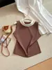 Camisa Elegante Francesa sin Mangas para Mujer 2026 Verano Nueva Versátil Adelgazante Colorblock Drapeado Cuello con Volantes Top