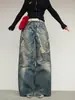Calça jeans larga de perna reta com corrente 3D estilo americano de rede transfronteiriça para homens e mulheres, nova calça reta com corte curvo de verão 2026, moderna