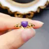 Anillo Popular de Cristal Amatista Natural al por Mayor de Fábrica Plata S925 Incrustado Piedra Principal 6*6 Joyería de Lujo Venta Directa de Fábrica