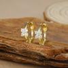 Pendientes de latón chapados en oro auténtico con circón geométrico, estilo europeo y americano, con diseño de nicho, ligeros, lujosos y modernos.