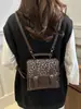 Mochila Britânica Retro Estampa de Leopardo Feminina Nova Moda Versátil Bolsa de Ombro Único Transversal Mochila Pequena Portátil de Alta Qualidade