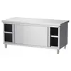 Tabla de cortar para el hogar transfronteriza con puertas corredizas, banco de trabajo de acero inoxidable personalizado, mesa de operación por tres lados, mesa para ramen, gabinete